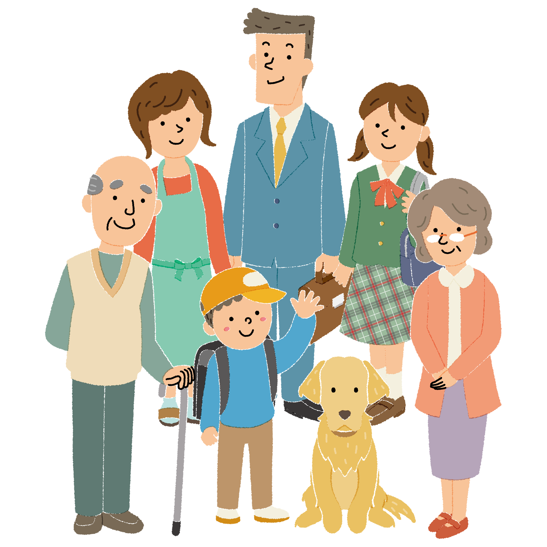 家族とスタッフのイラスト